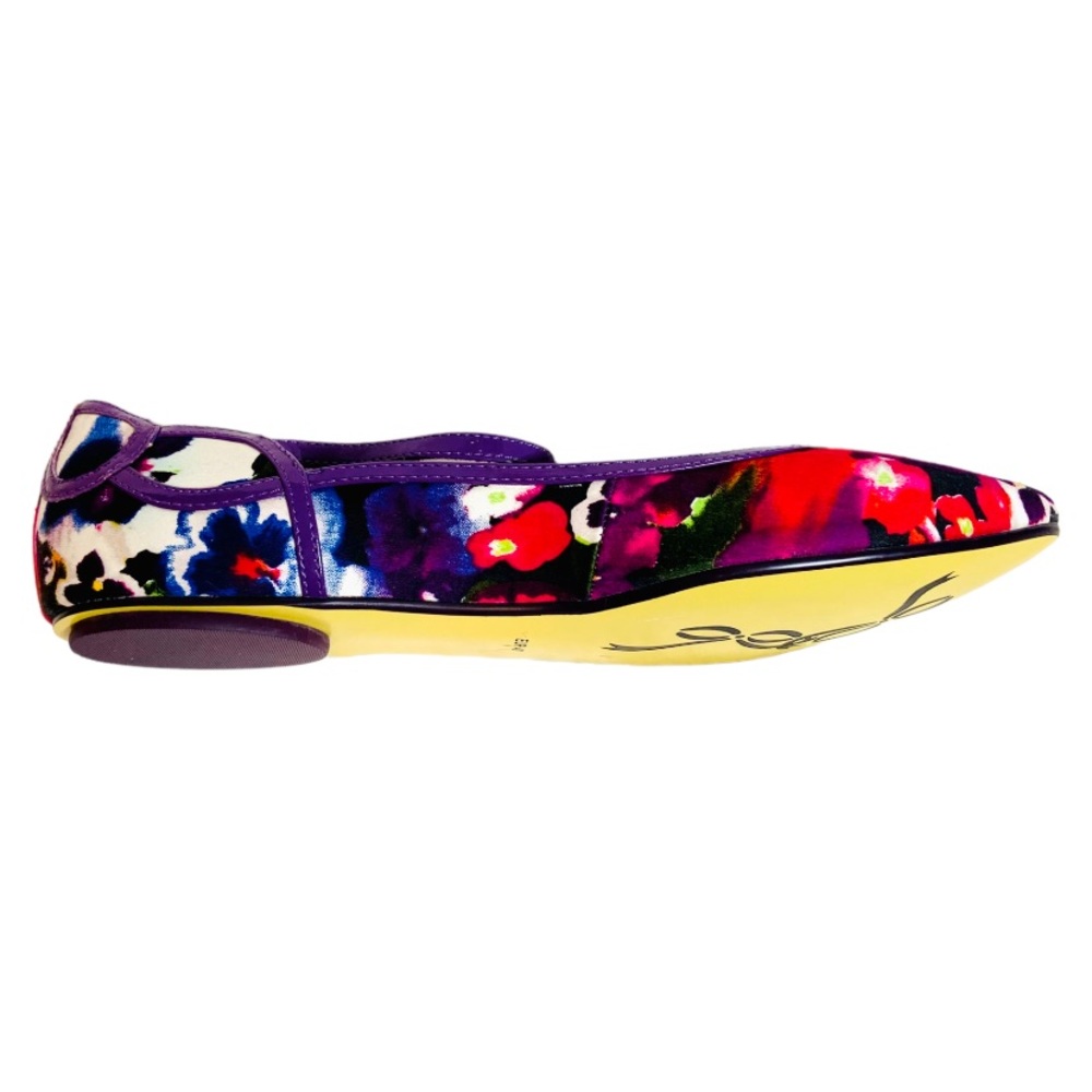 Anthropologie Poetic License NEW Womens Purple Flats 9 40 Floral Bow Shoes - Picture 7 of 13